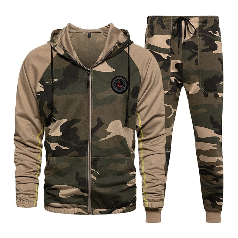 Heren joggingpak kledingset camouflage bruin groen grijs zwart xs s m l xl xxl