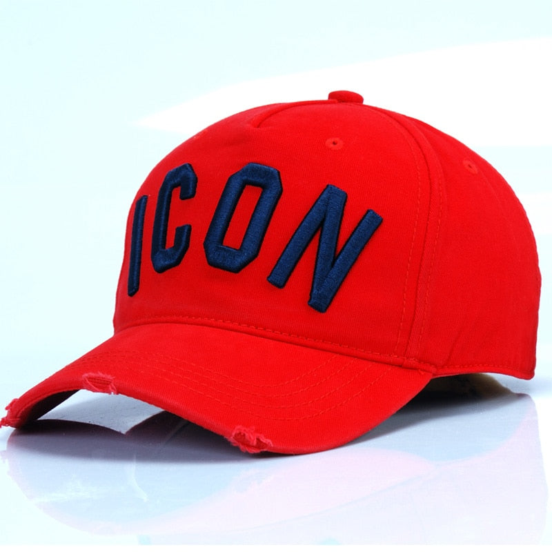 Gorra de hombre béisbol estampado texto negro gris rosa rojo azul blanco