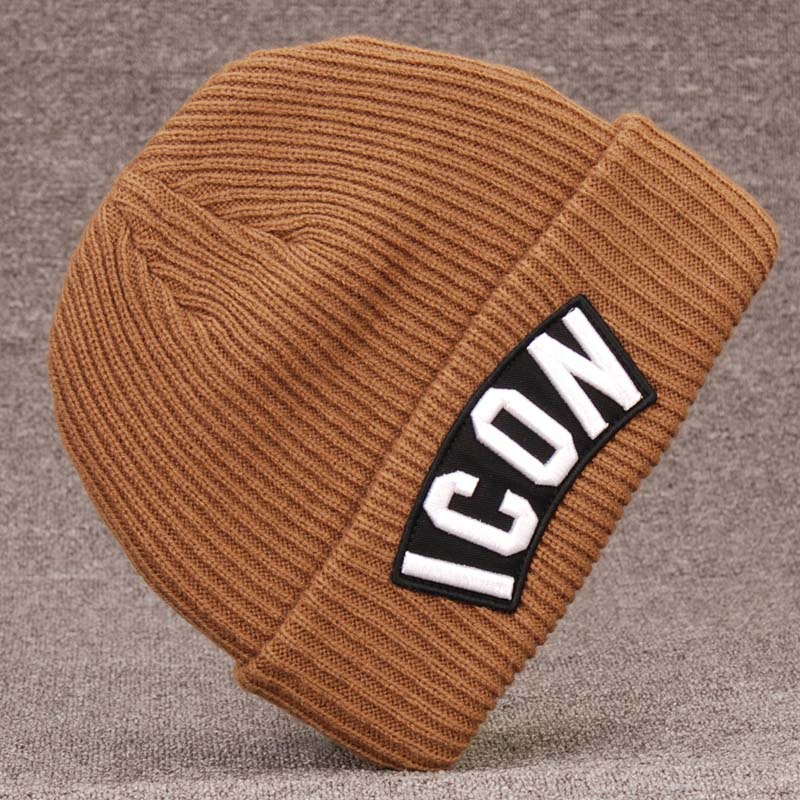 Gorro de invierno para hombre con estampado de texto negro gris marrón rojo