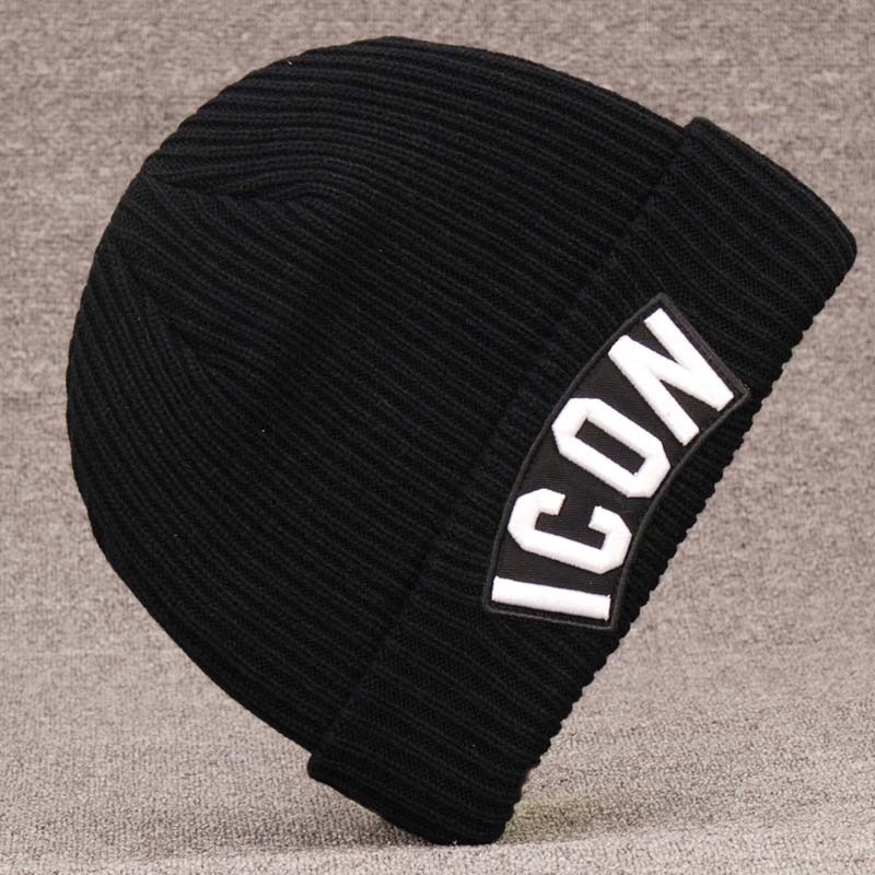 Gorro de invierno para hombre con estampado de texto negro gris marrón rojo