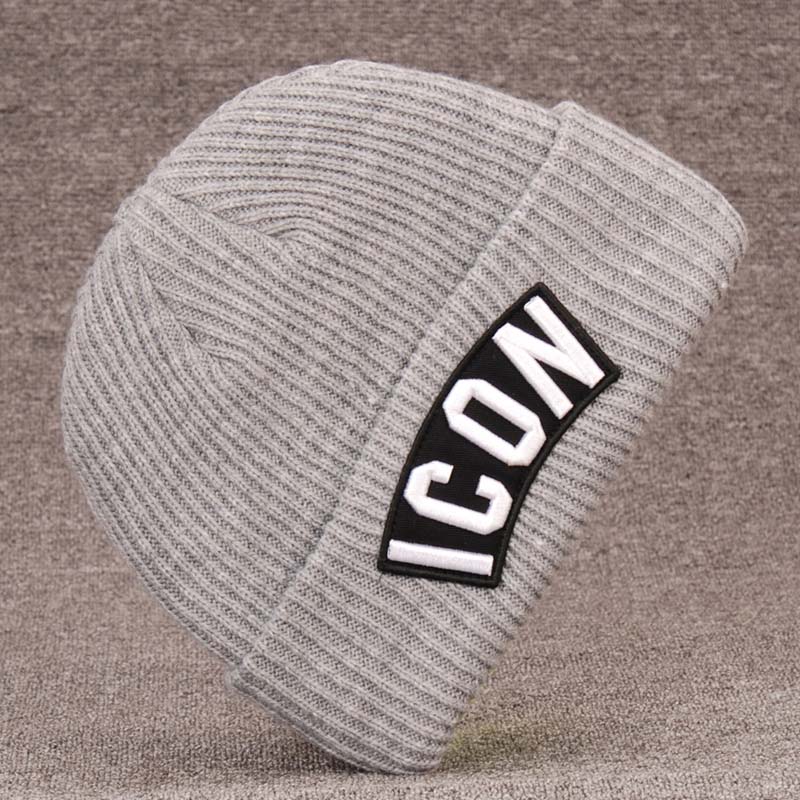 Gorro de invierno para hombre con estampado de texto negro gris marrón rojo