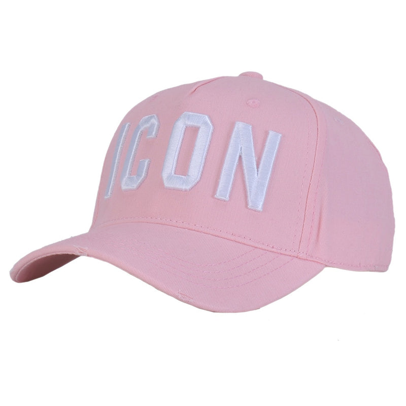 Gorra de hombre béisbol estampado texto negro gris rosa rojo azul blanco