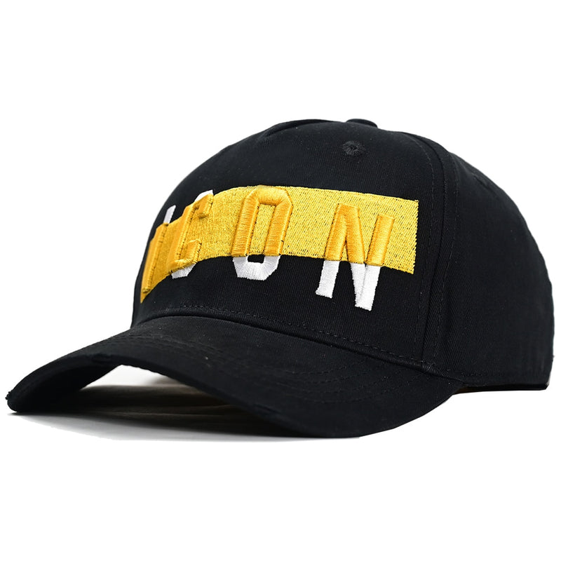 Gorra de hombre béisbol texto estampado negro