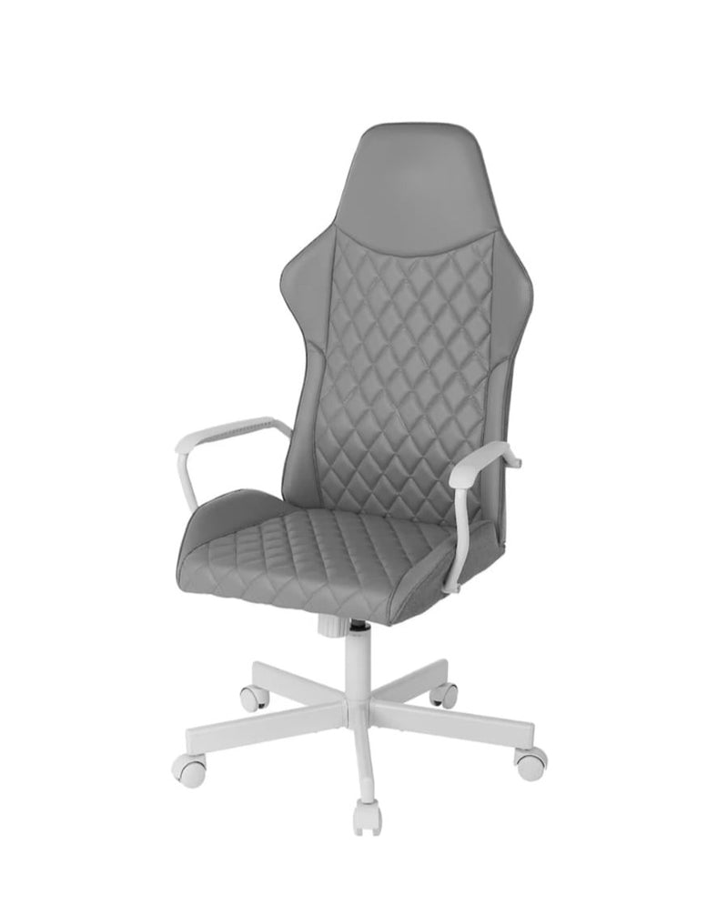 Game office chair black / gray artificial leather with seat back adjustable wheels