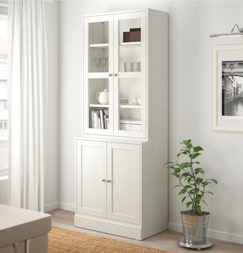 Display cabinet high wall unit with chests of drawers white gray dark brown width: width: 81 cm depth: 47 cm height: 212 cm