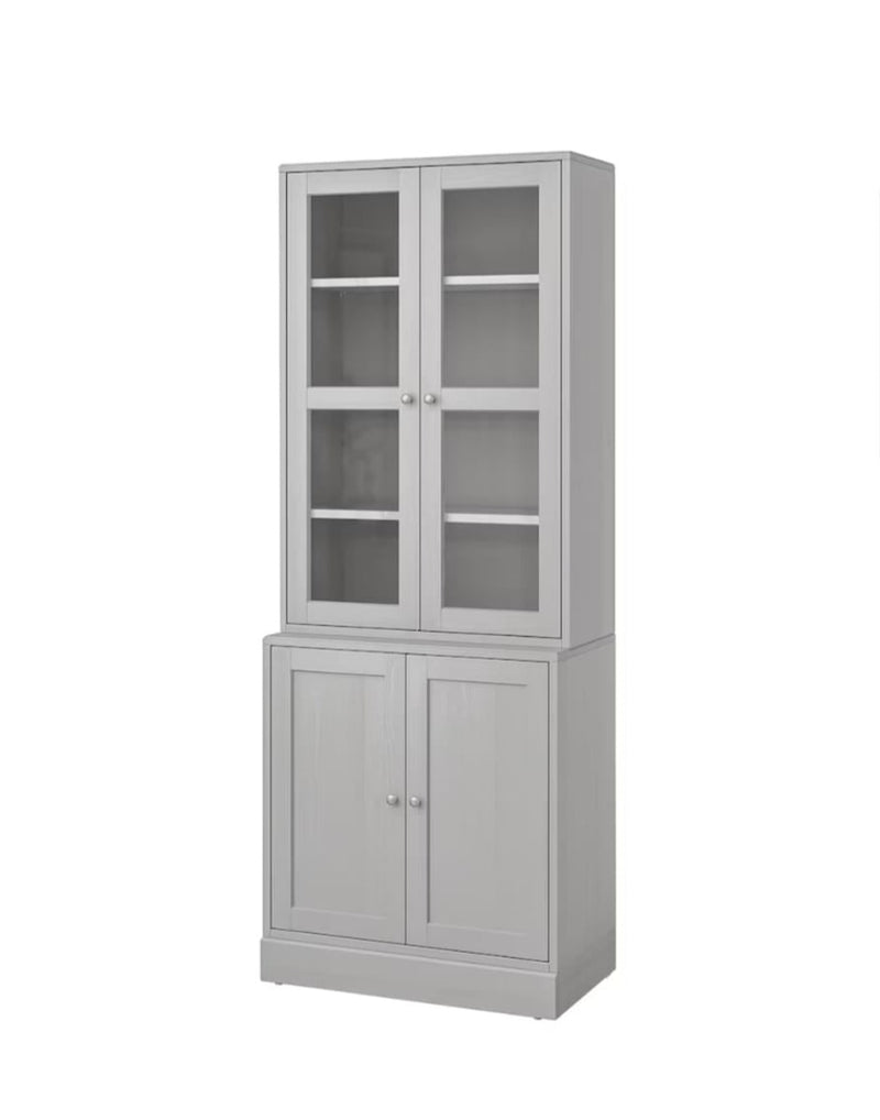 Display cabinet high wall unit with chests of drawers white gray dark brown width: width: 81 cm depth: 47 cm height: 212 cm