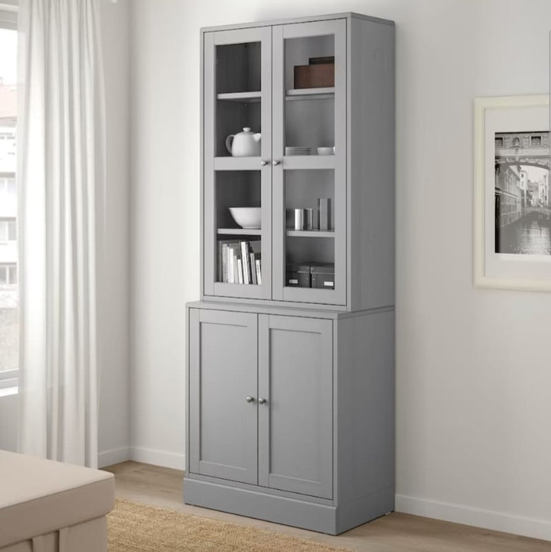 Display cabinet high wall unit with chests of drawers white gray dark brown width: width: 81 cm depth: 47 cm height: 212 cm