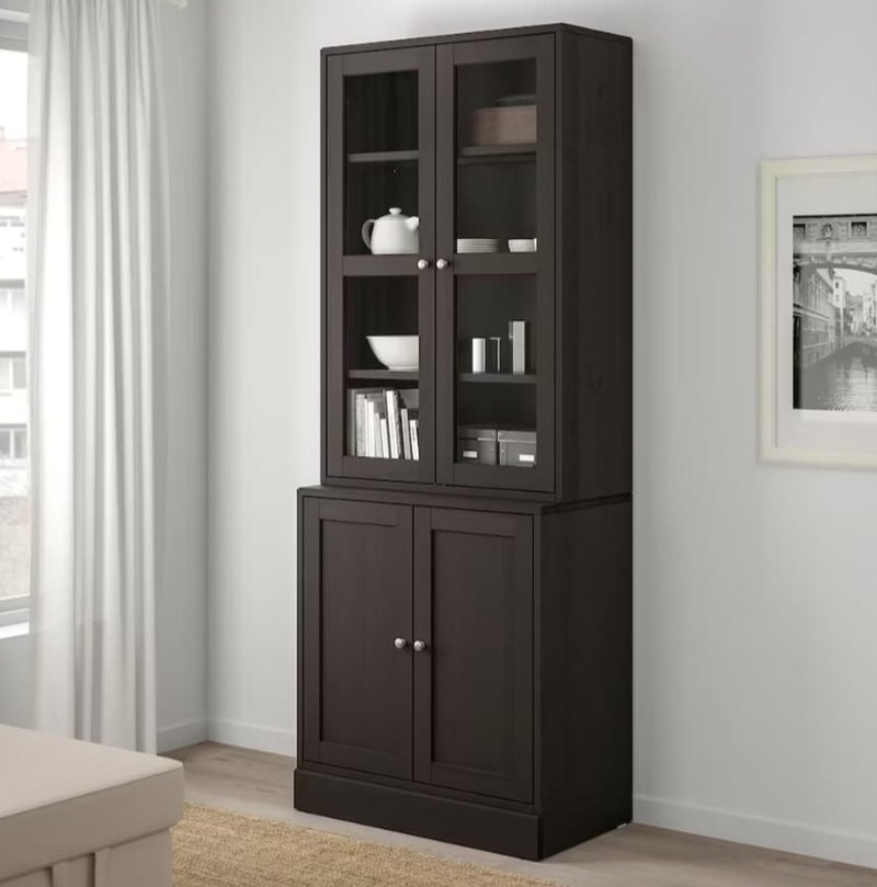 Display cabinet high wall unit with chests of drawers white gray dark brown width: width: 81 cm depth: 47 cm height: 212 cm