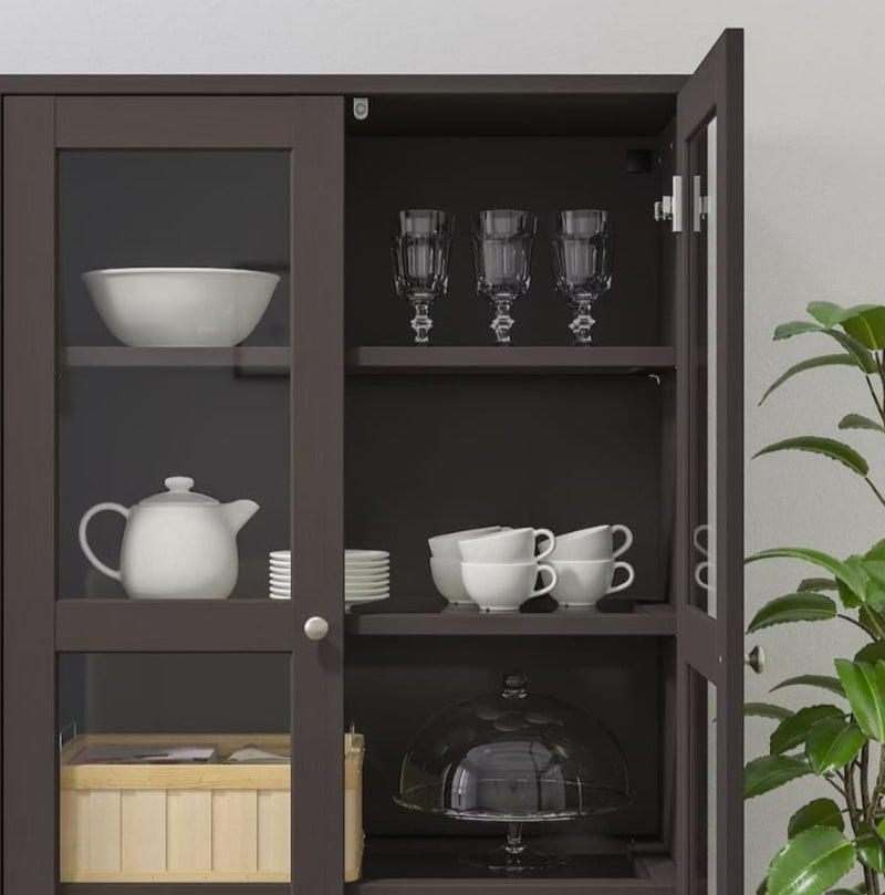 Display cabinet high wall unit with chests of drawers white gray dark brown width: width: 81 cm depth: 47 cm height: 212 cm