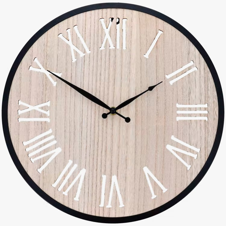 Wall clock 36 cm size oak brown white black (l x w x h) 36 x 36 x 5 cm | Home accessories