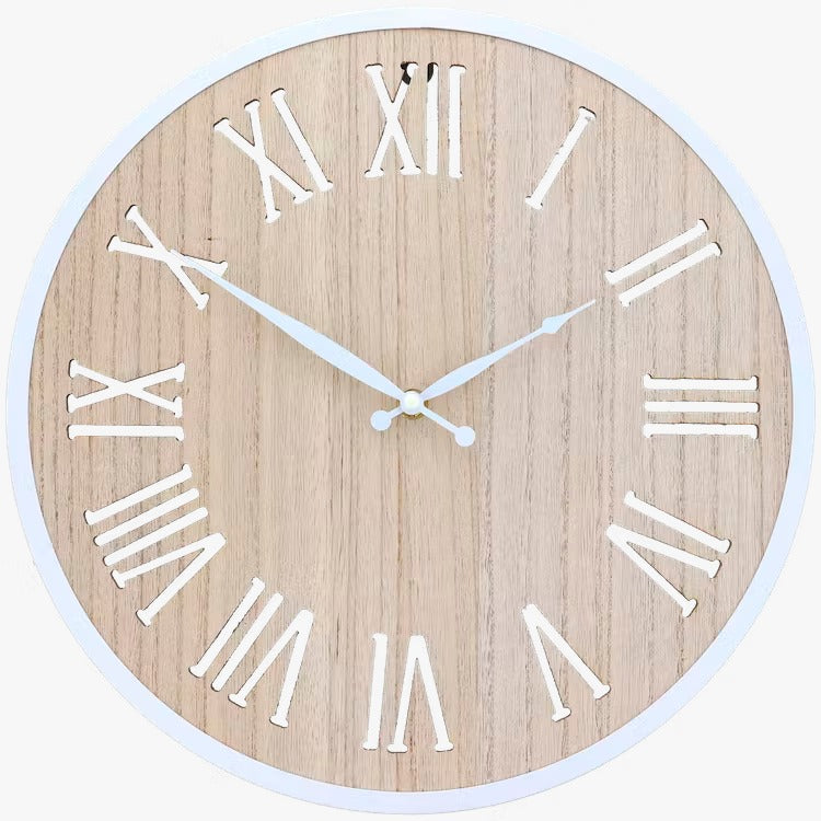 Wall clock 36 cm size oak brown white black (l x w x h) 36 x 36 x 5 cm | Home accessories