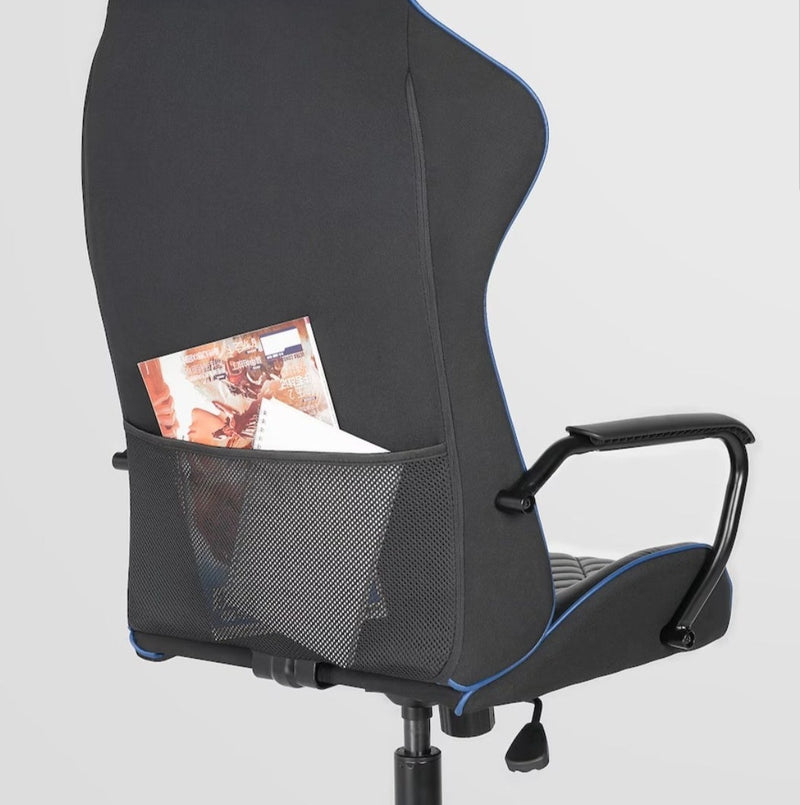 Game office chair black / gray artificial leather with seat back adjustable wheels
