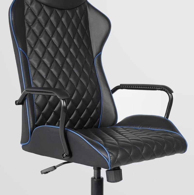 Game office chair black / gray artificial leather with seat back adjustable wheels