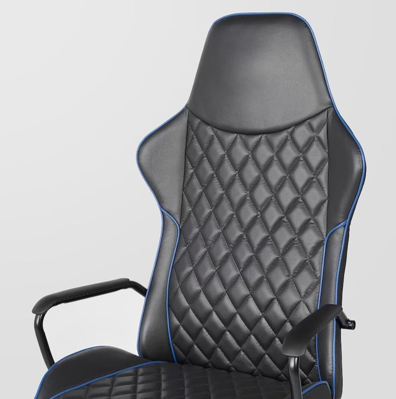 Game office chair black / gray artificial leather with seat back adjustable wheels