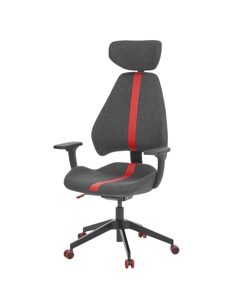 Game luxury modern office chair black / white / dark gray fabric with seat back adjustable wheels