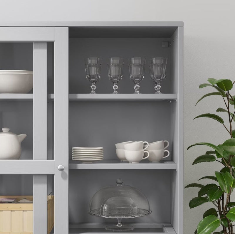 Display cabinet high wall unit with chests of drawers white gray dark brown width: 81 cm depth: 47 cm height: 212 cm