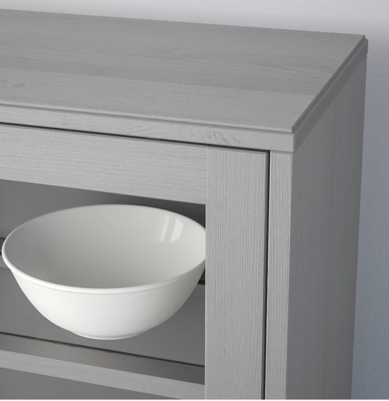Display cabinet high wall unit with chests of drawers white gray dark brown width: 81 cm depth: 47 cm height: 212 cm