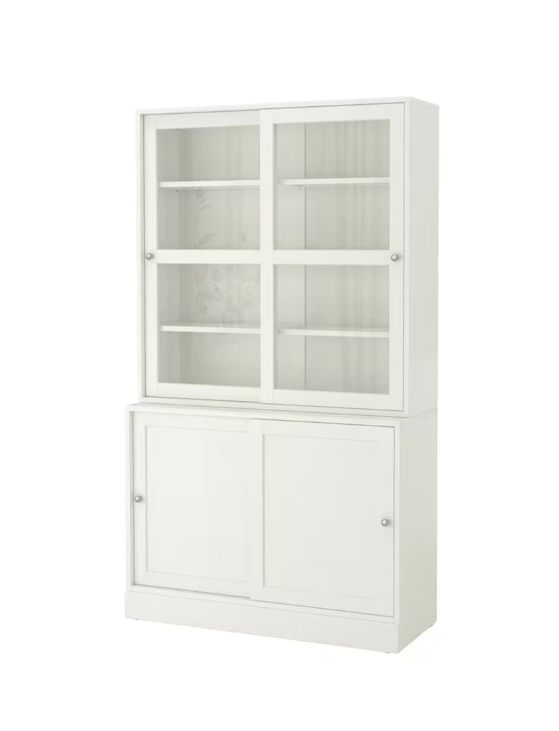 Vitrina alta con cajoneras blanco gris marrón oscuro ancho: 81 cm fondo: 47 cm alto: 212 cm