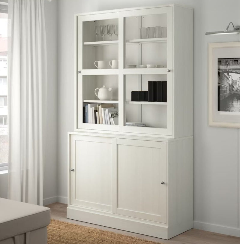 Vitrina alta con cajoneras blanco gris marrón oscuro ancho: 81 cm fondo: 47 cm alto: 212 cm
