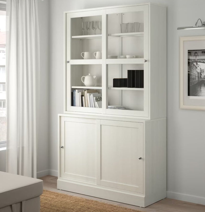 Display cabinet high wall unit with chests of drawers white gray dark brown width: 81 cm depth: 47 cm height: 212 cm