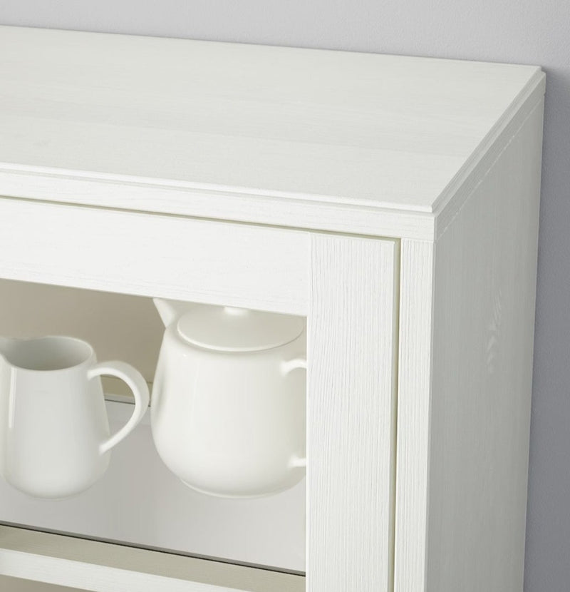 Vitrina alta con cajoneras blanco gris marrón oscuro ancho: 81 cm fondo: 47 cm alto: 212 cm