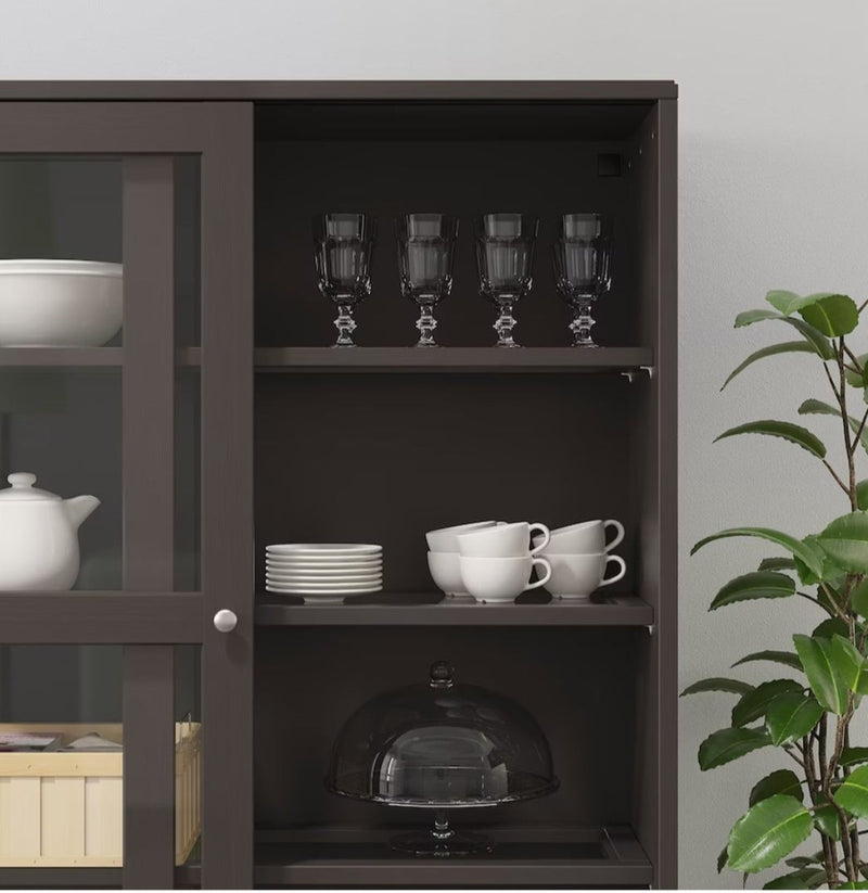 Display cabinet high wall unit with chests of drawers white gray dark brown width: 81 cm depth: 47 cm height: 212 cm