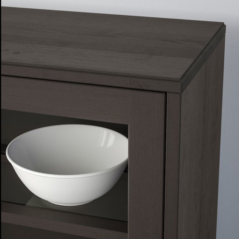 Display cabinet high wall unit with chests of drawers white gray dark brown width: 81 cm depth: 47 cm height: 212 cm