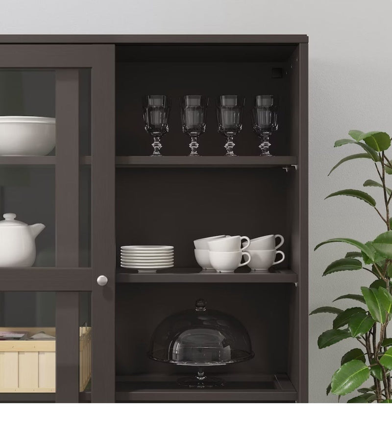 Display cabinet high wall unit with chests of drawers white gray dark brown width: 243 cm depth: 47 cm height: 212 cm