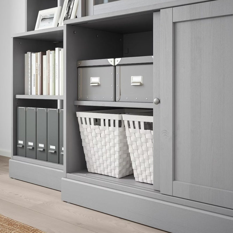 Display cabinet high wall unit with chests of drawers white gray dark brown width: 243 cm depth: 47 cm height: 212 cm