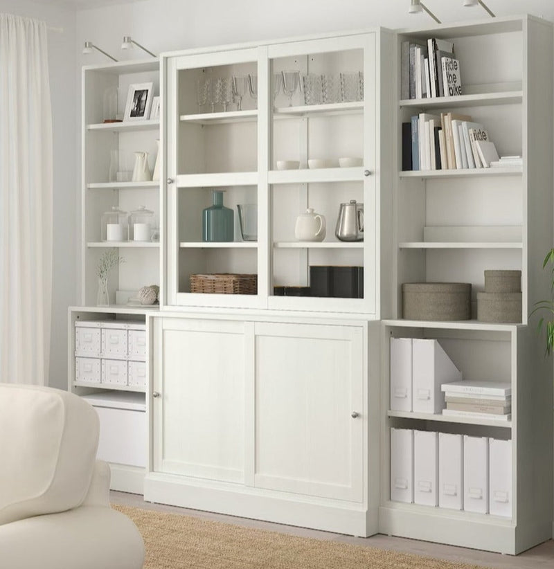 Display cabinet high wall unit with chests of drawers white gray dark brown width: 243 cm depth: 47 cm height: 212 cm
