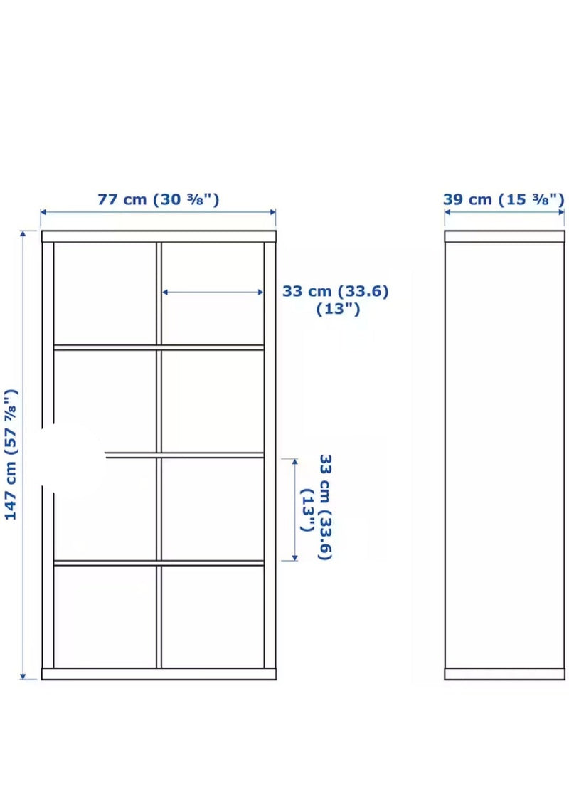 Open storage cabinet / bookcase dark brown white light brown width: 77 cm depth: 39 cm height: 147 cm