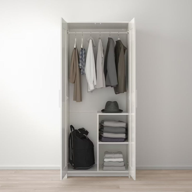 Wardrobe wall cabinet wall unit white black width: 78 cm depth: 50 cm height: 190 cm