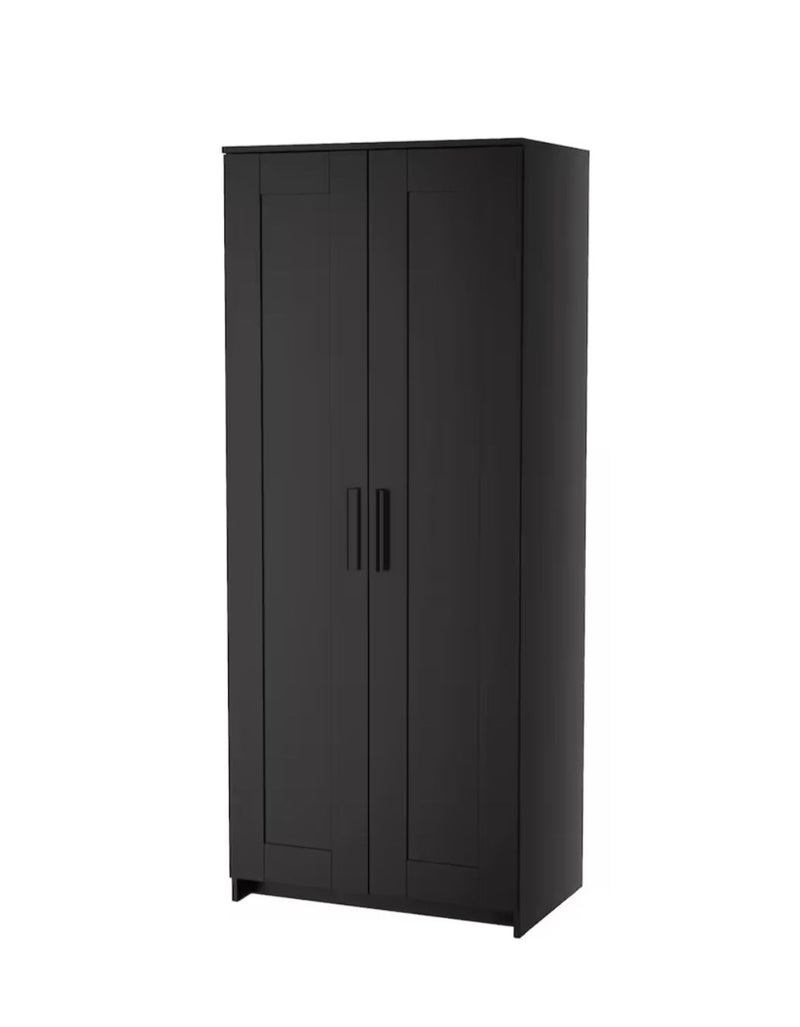 Wardrobe wall cabinet wall unit white black width: 78 cm depth: 50 cm height: 190 cm