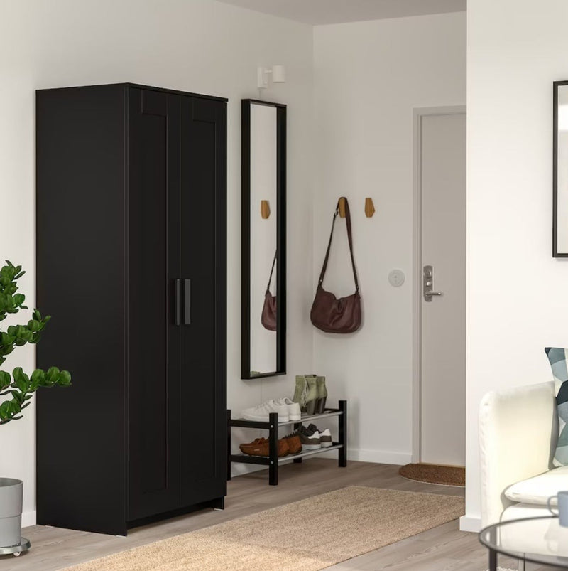 Wardrobe wall cabinet wall unit white black width: 78 cm depth: 50 cm height: 190 cm