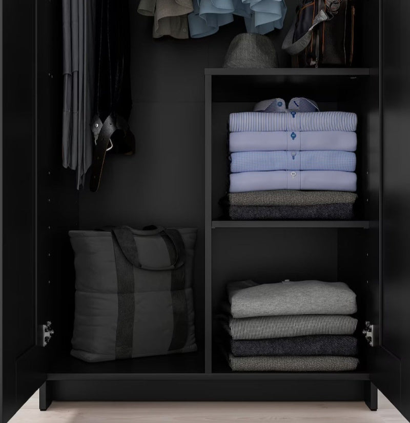 Wardrobe wall cabinet wall unit white black width: 78 cm depth: 50 cm height: 190 cm