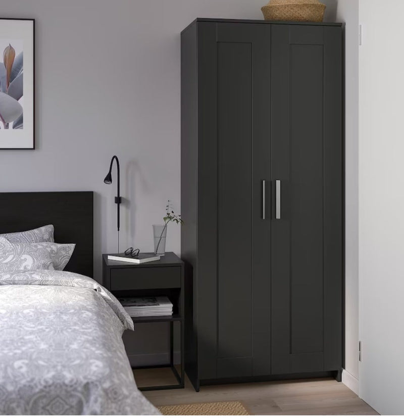 Wardrobe wall cabinet wall unit white black width: 78 cm depth: 50 cm height: 190 cm