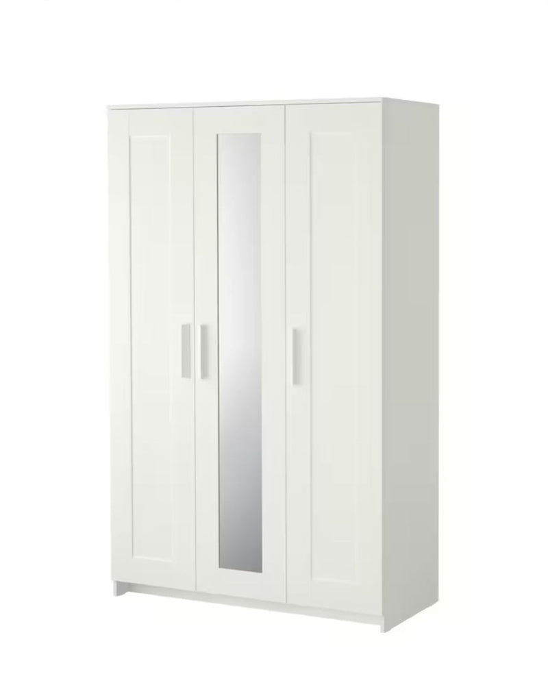Wardrobe wall cabinet wall unit with mirror white black width: 117 cm depth: 50 cm height: 190 cm