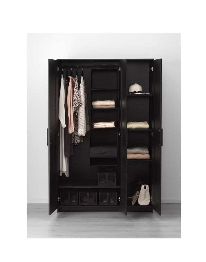 Wardrobe wall cabinet wall unit with mirror white black width: 117 cm depth: 50 cm height: 190 cm