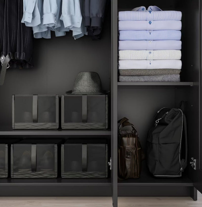 Wardrobe wall cabinet wall unit with mirror white black width: 117 cm depth: 50 cm height: 190 cm