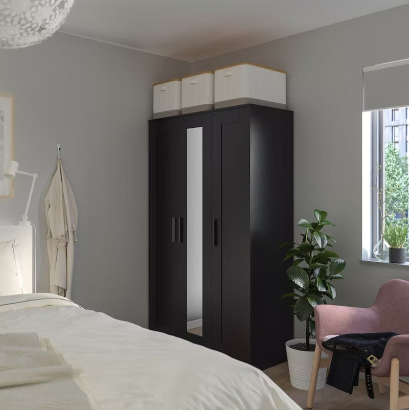 Wardrobe wall cabinet wall unit white black brown width: 117 cm depth: 50 cm height: 190 cm