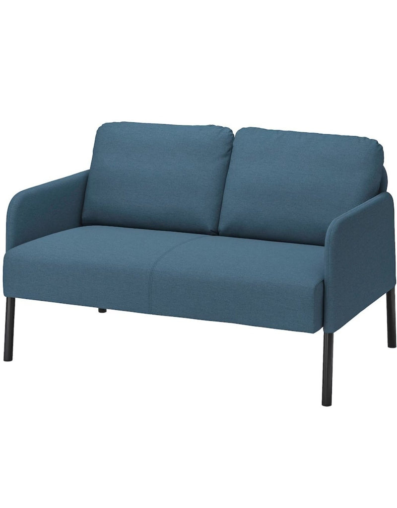 2 person sofa settee blue black width 137 cm depth 84 cm height 89 cm