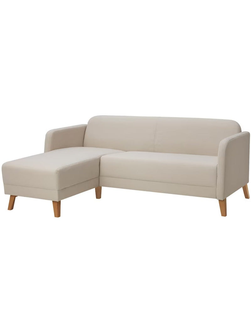 Corner sofa beige black depth 80 cm width 197 cm height 76 cm