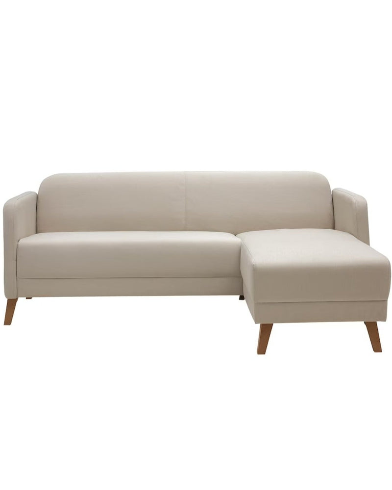 Corner sofa beige black depth 80 cm width 197 cm height 76 cm