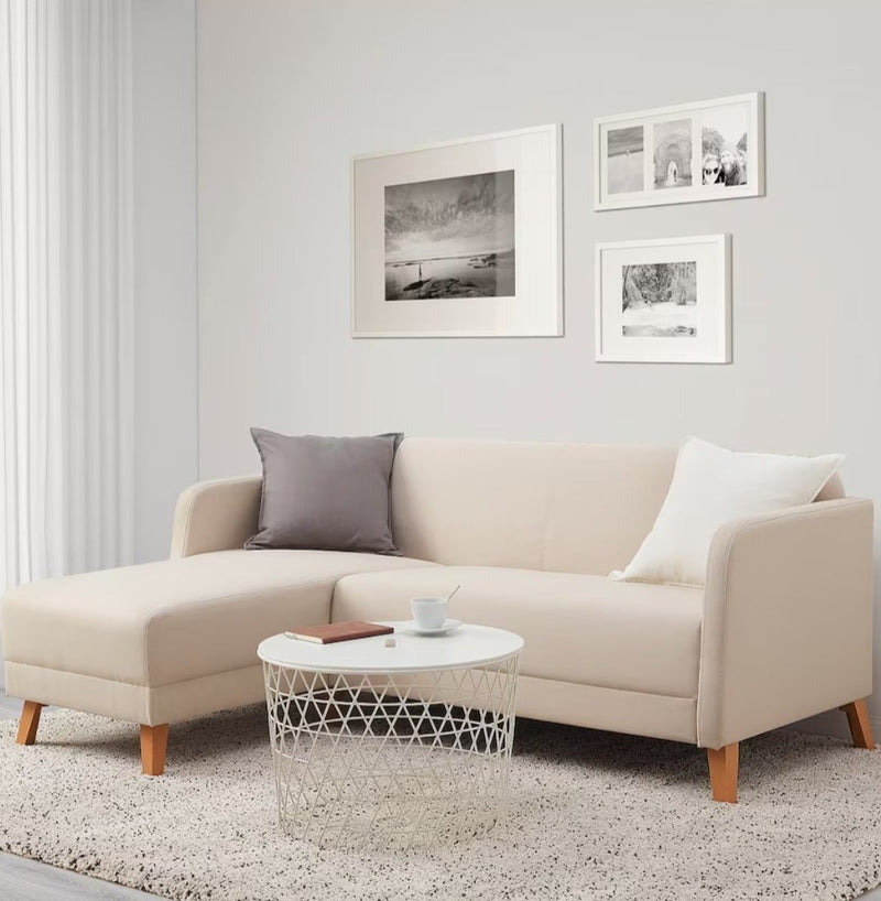 Corner sofa beige black depth 80 cm width 197 cm height 76 cm