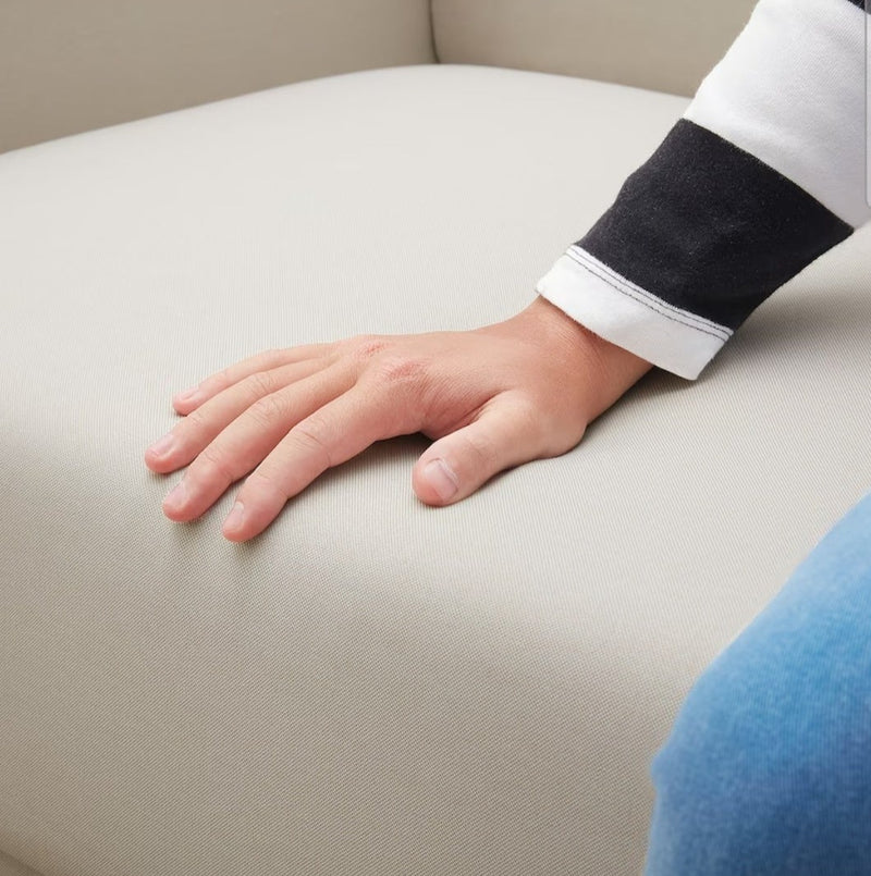 Corner sofa beige black depth 80 cm width 197 cm height 76 cm