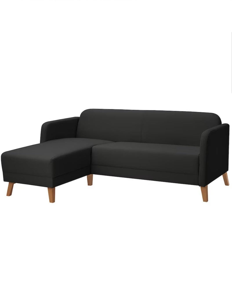 Corner sofa beige black depth 80 cm width 197 cm height 76 cm