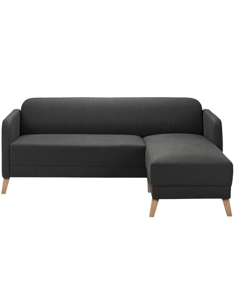 Corner sofa beige black depth 80 cm width 197 cm height 76 cm