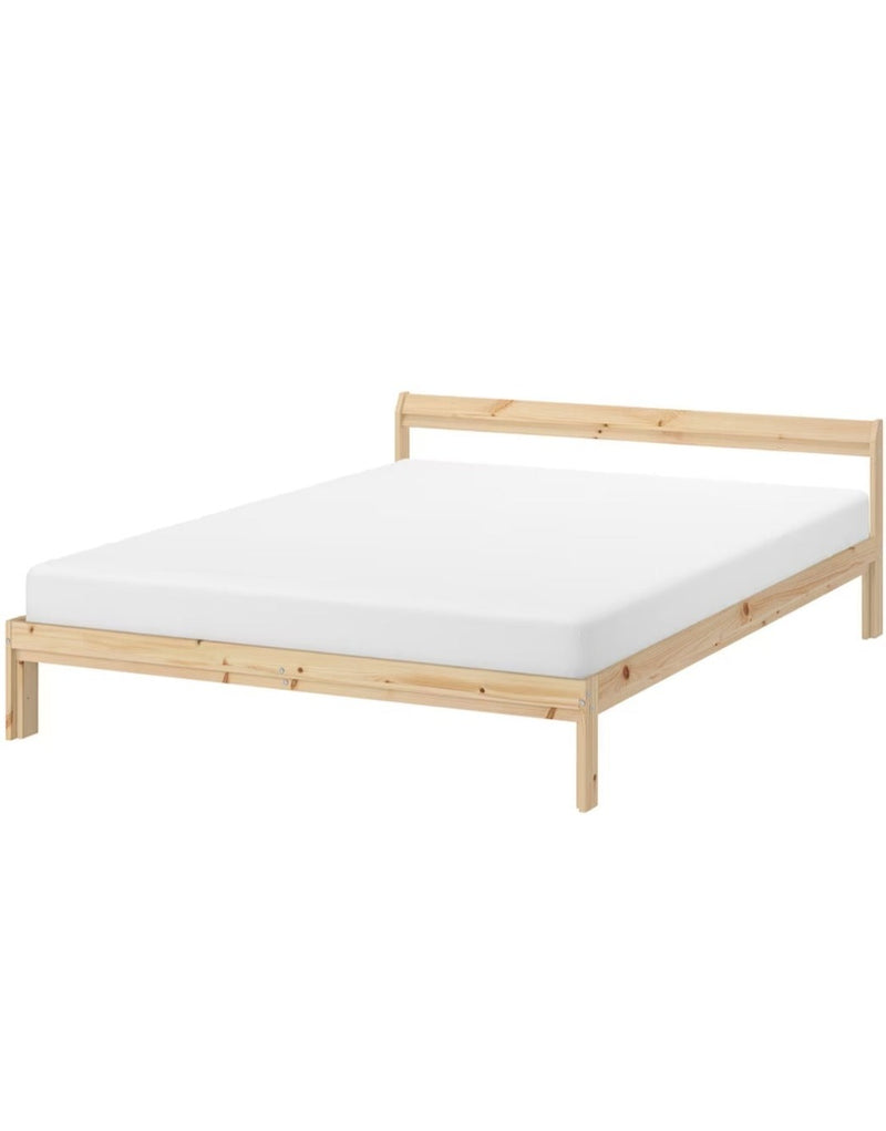 Double bed 2 persons bed light brown pine bed frame 140x200cm length 205 cm width 144 cm | Bedroom