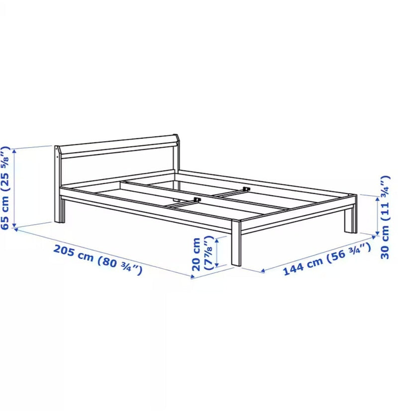 Double bed 2 persons bed light brown pine bed frame 140x200cm length 205 cm width 144 cm | Bedroom