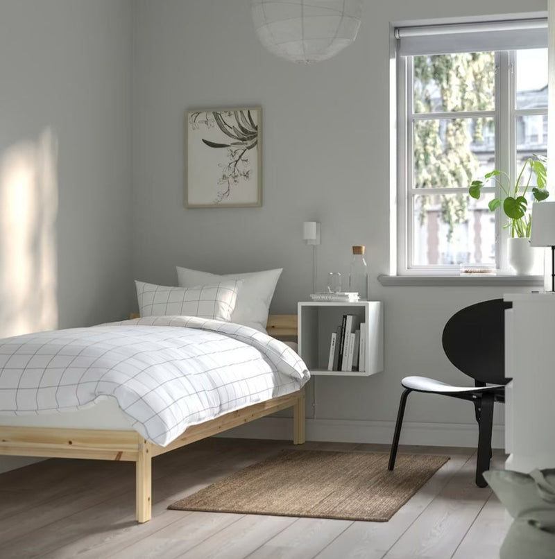 Single bed person bed light brown pine bed frame 90x200cm length 205 cm width 94 cm | Bedroom